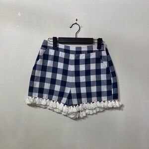 English Factory Gingham Shorts with Pom Pom Design NWOT